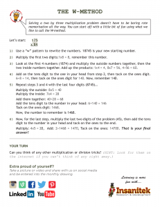 w-method of multiplication cheat sheet, available for download with pay what you want pricing in the store.