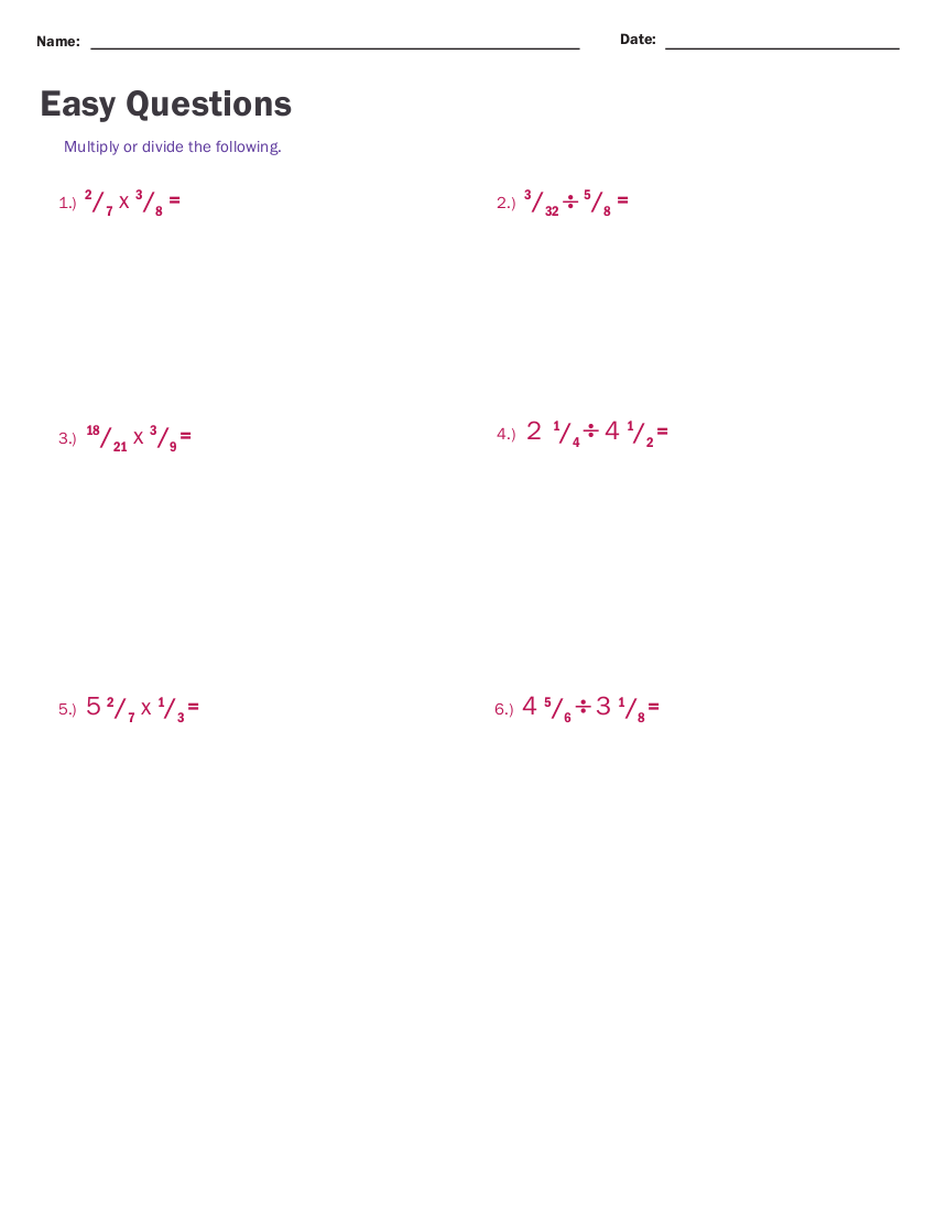 Fractions 102 Multiplication And Division Insanitek