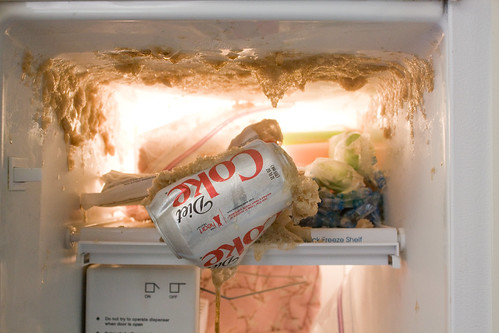 exploded can of frozen diet coke