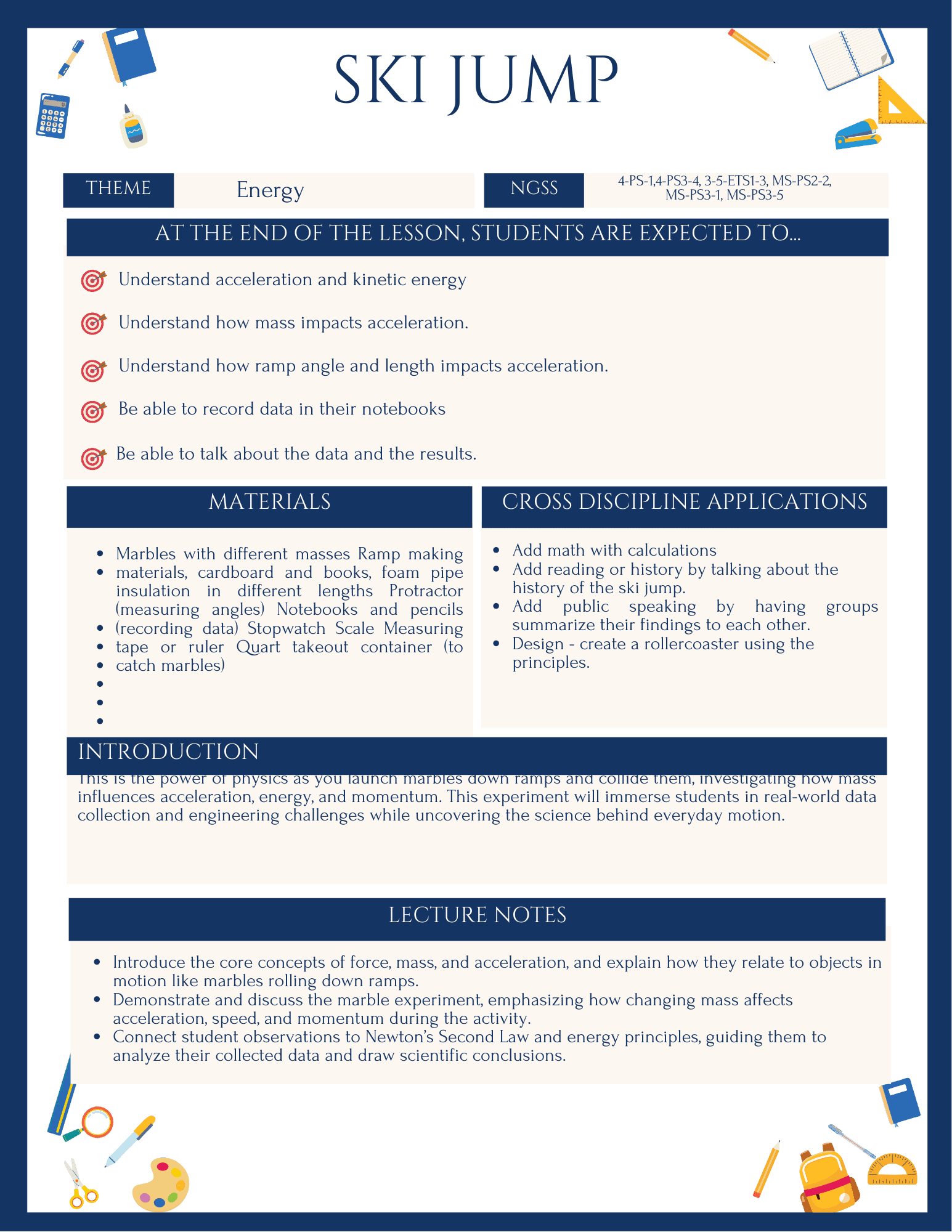 Ski Jump Physics: Marble Ramp STEM Lesson (with Vocabulary Flash Cards) - Image 2